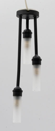 3 Ceiling Light with Frosted Tube Shade, Black, 12 Volt